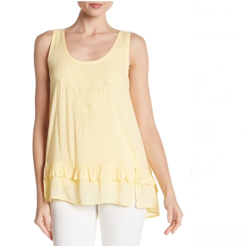 Democracy Yellow Ruffle-Hem Tank Top